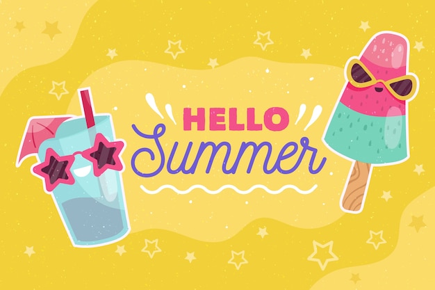 Flat design hello summer design