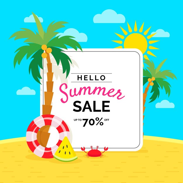 Flat design hello summer sale