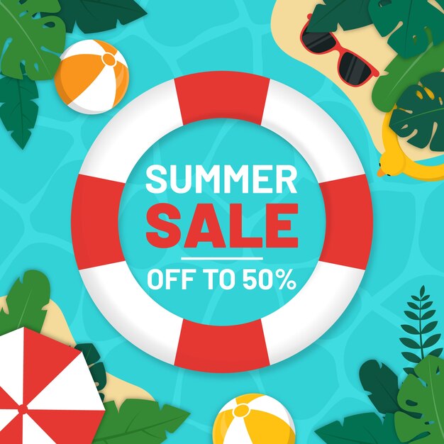 Flat design hello summer sale