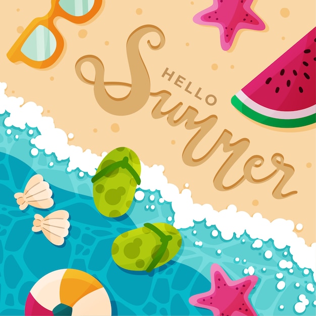 Flat design hello summer