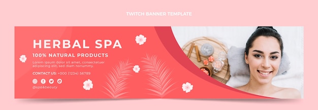 Free Vector flat design herbal spa twitch banner