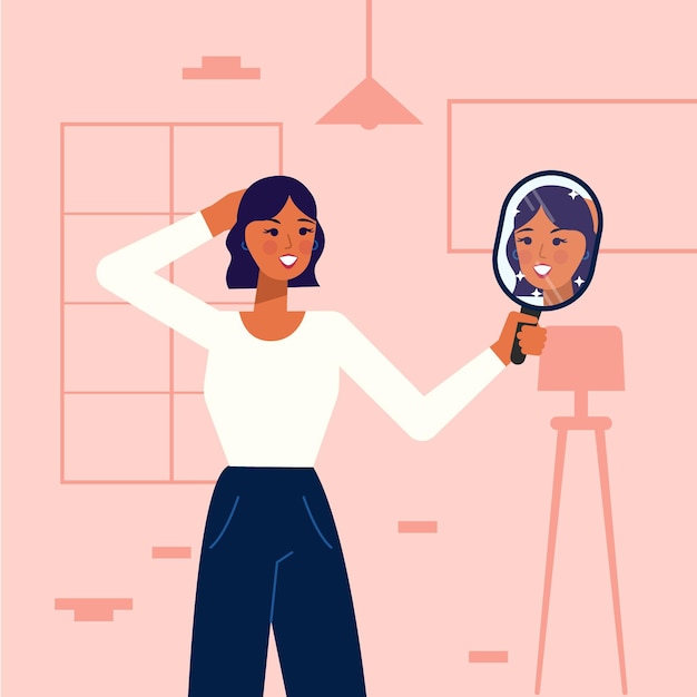 Flat design high self esteem illustration with woman