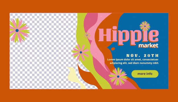 Free vector flat design hippie market horizontal banner