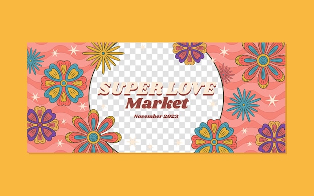 Free vector flat design hippie market horizontal banner