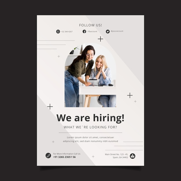 Free vector flat design hiring poster template