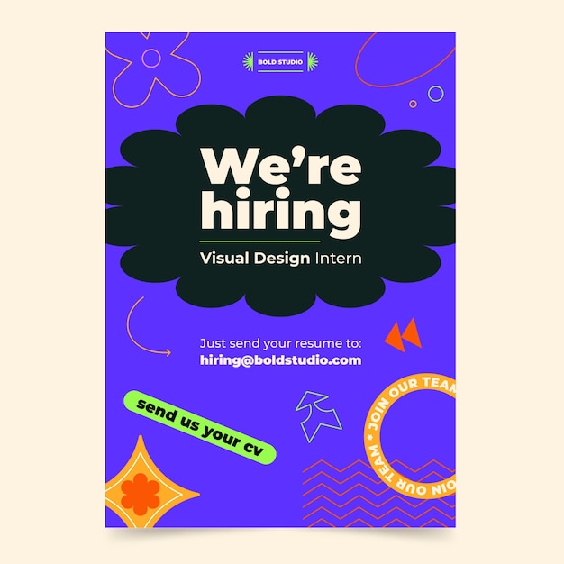 Flat design hiring poster template