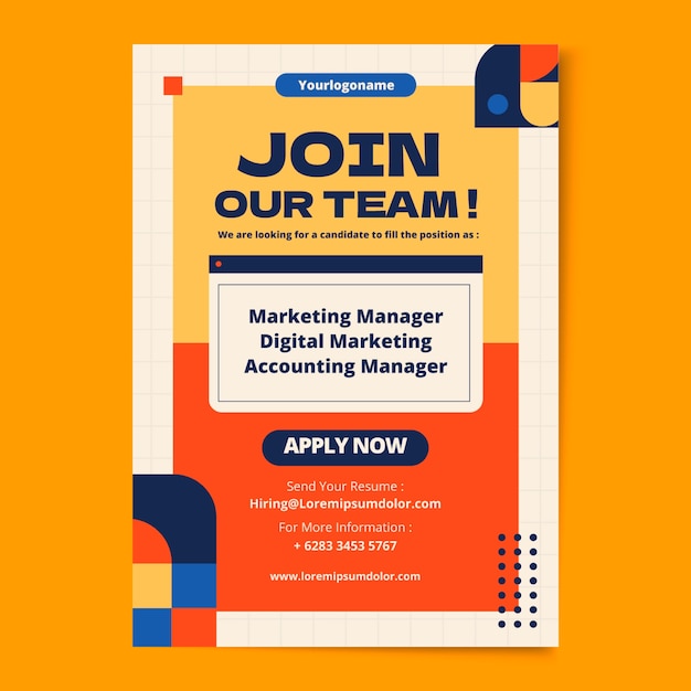 Flat design hiring poster template