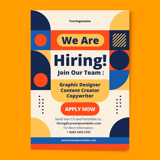 Flat design hiring poster template