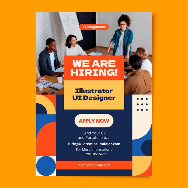 Flat design hiring poster template