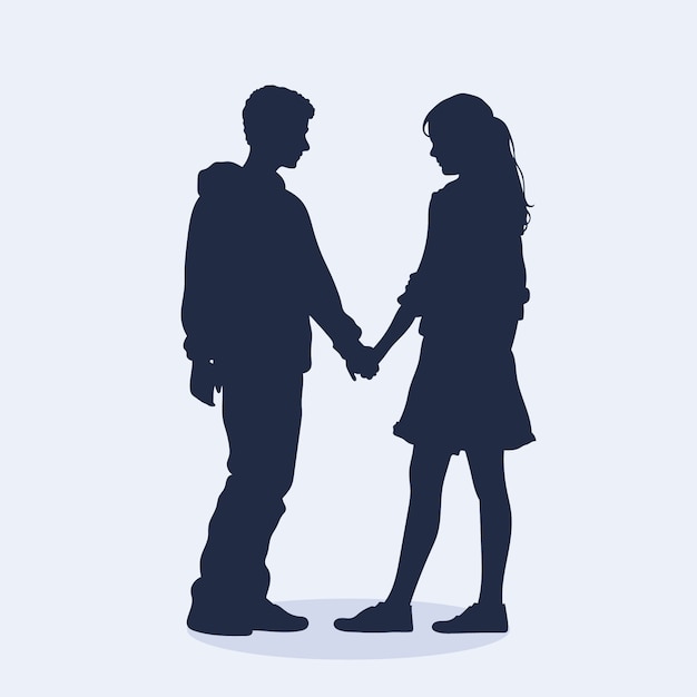 Free Vector flat design holding hands silhouette