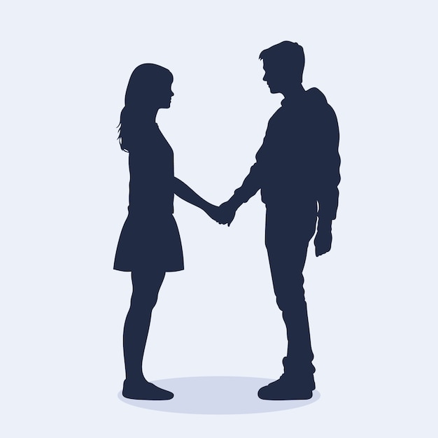 Flat design holding hands silhouette