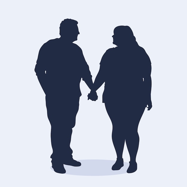 Flat design holding hands silhouette