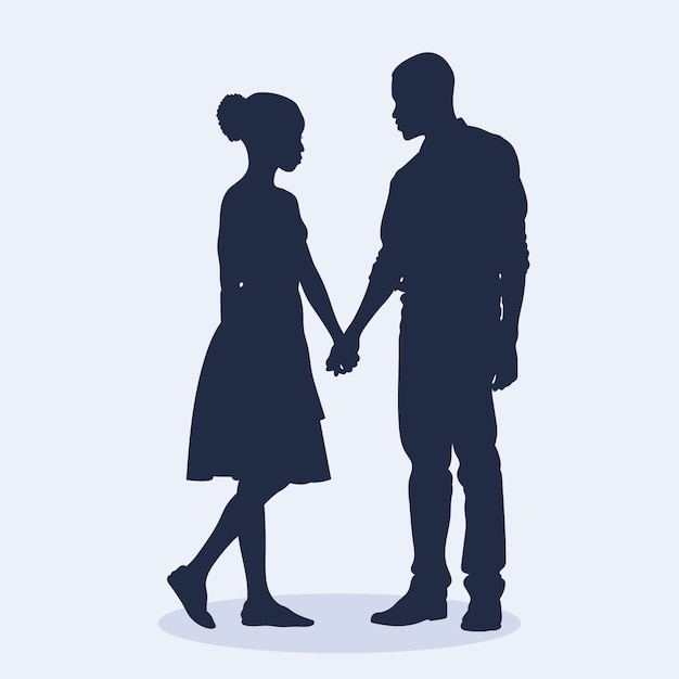 Flat design holding hands silhouette