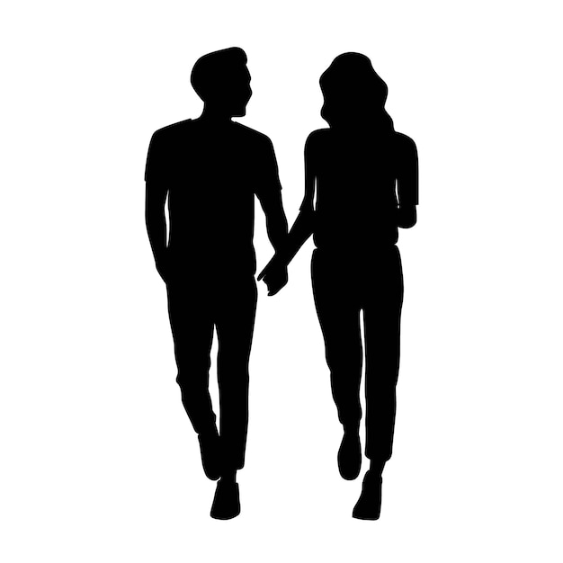 Flat design holding hands silhouette