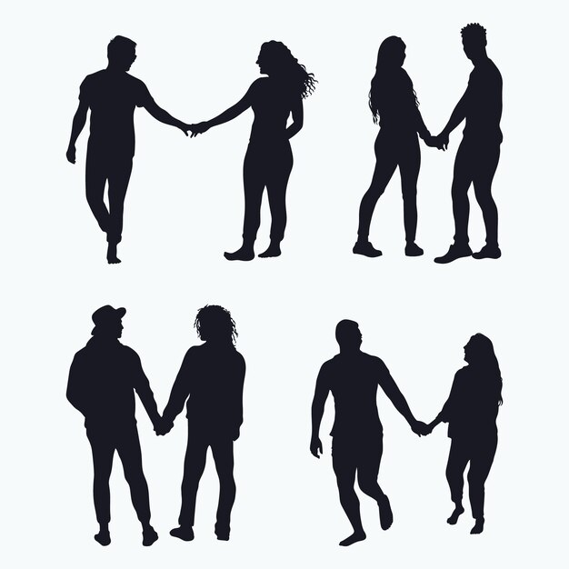 Flat design holding hands silhouette