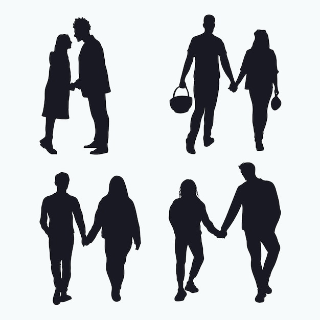 Flat design holding hands silhouette