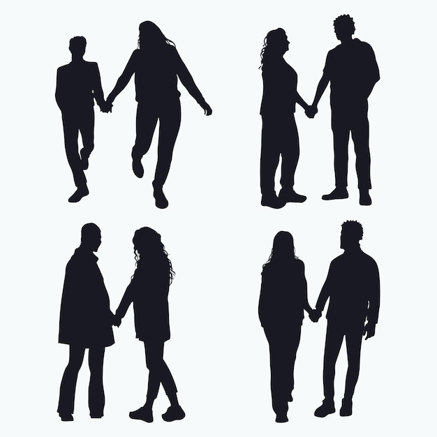 Flat design holding hands silhouette