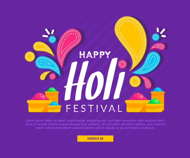 Flat design holi festival illustration