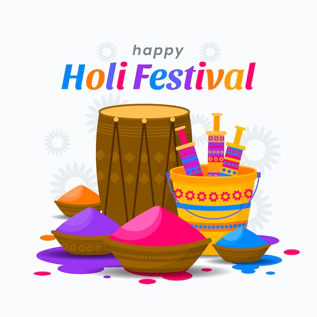 Flat design holi festival illustration