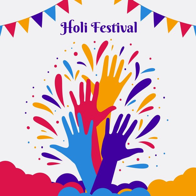 Flat design holi festival illustration