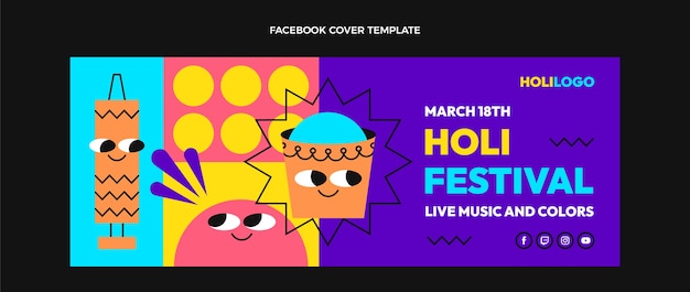 Flat design holi festival template