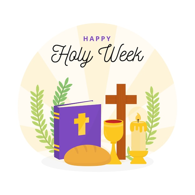 Flat design holy week concept