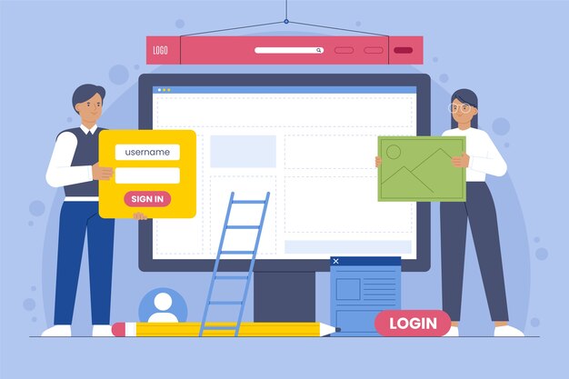 Flat design homepage illustration