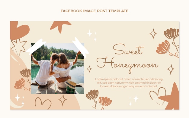 Flat design honeymoon facebook post