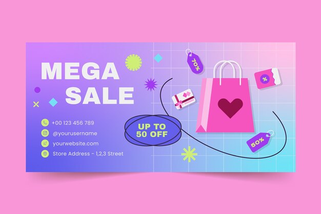 Flat design horizontal sale banner