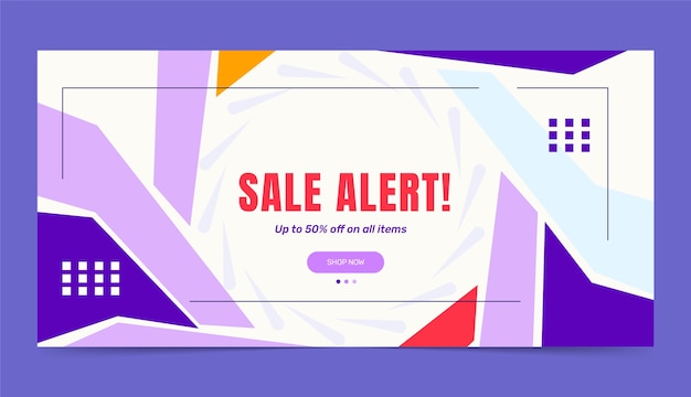 Flat design horizontal sale banner