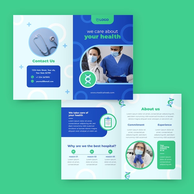 Flat design hospital template design