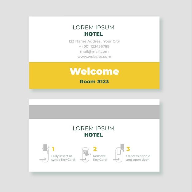 Flat design hotel key card template