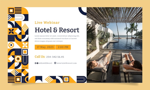 Flat design hotel resort webinar template