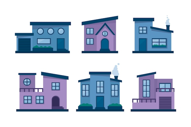 Free Vector flat design house illustrations