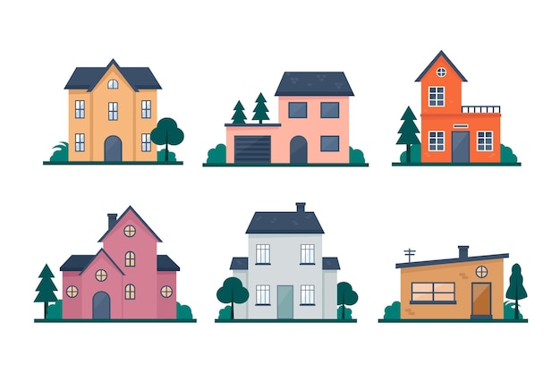 Free Vector flat design house pack