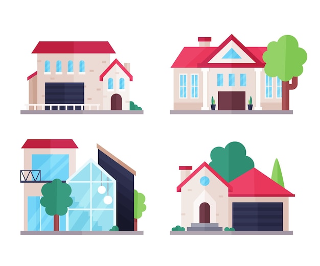 Flat design house pack