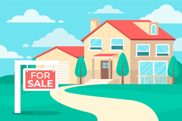 Free Vector flat design house for sale