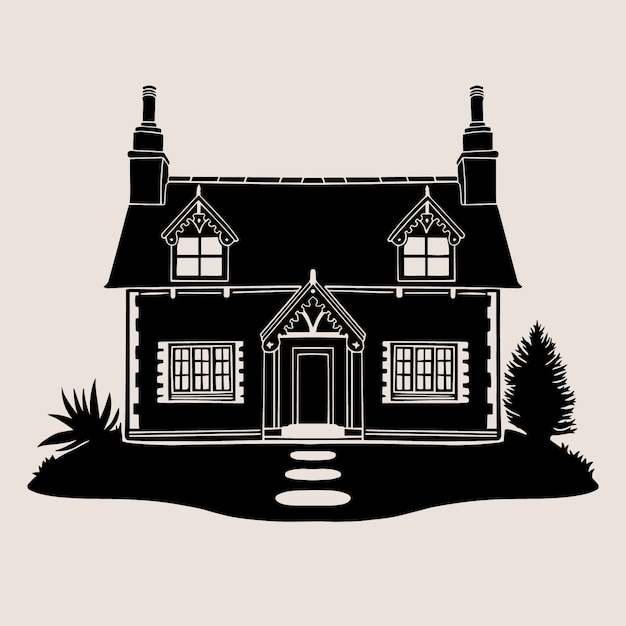 Flat design house silhouette