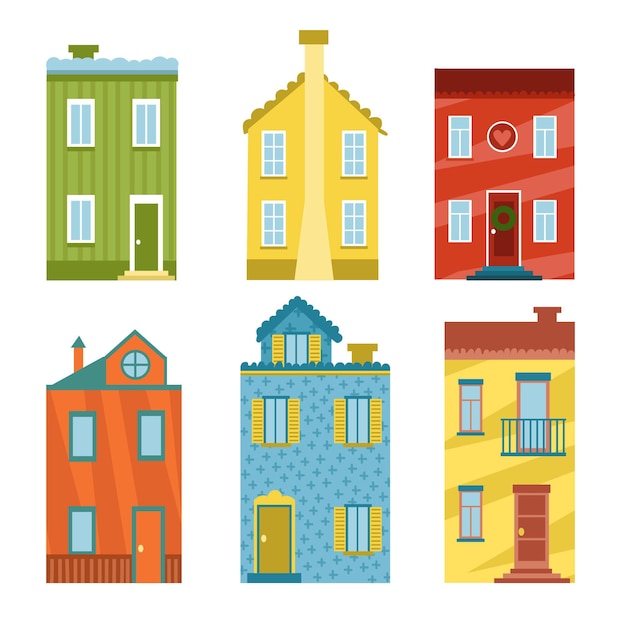 Free vector flat design houses collection