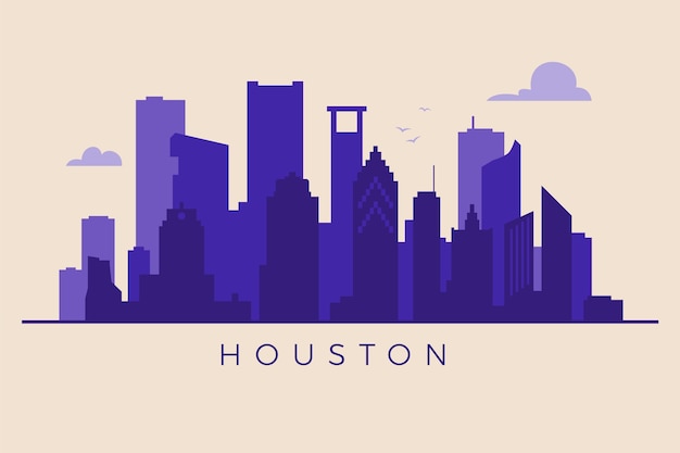 Free Vector flat design houston skyline silhouette