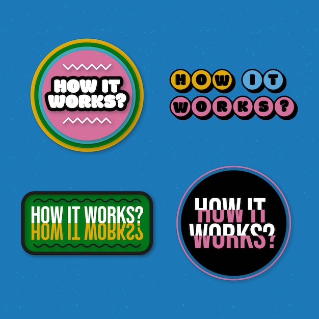 Flat design how it works label collection