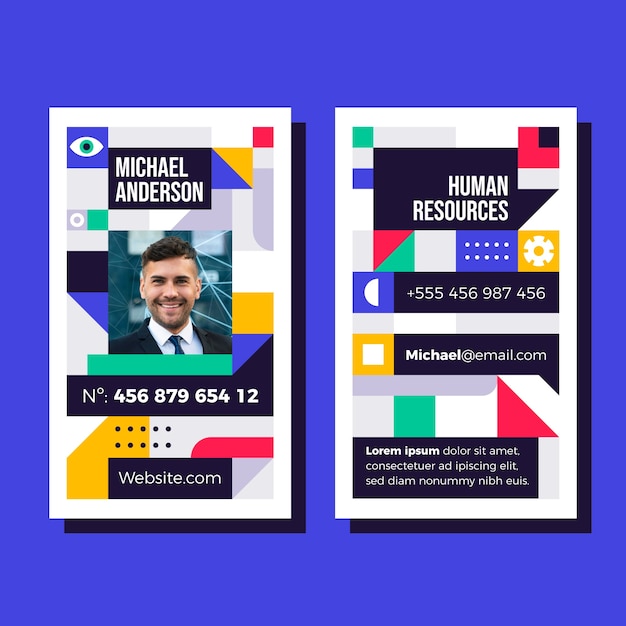 Free Vector flat design human resources id card