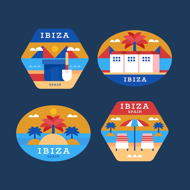 Flat design ibiza label collection