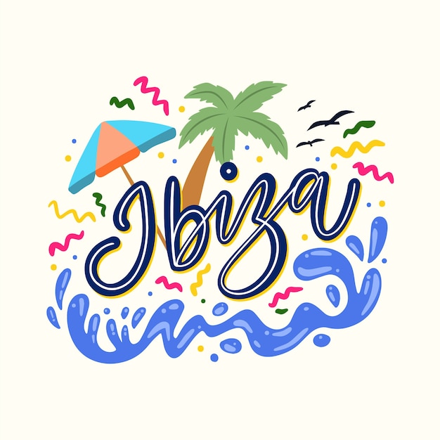 Flat design ibiza logo lettering