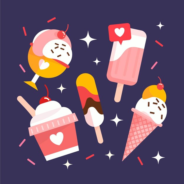 Flat design ice cream collection