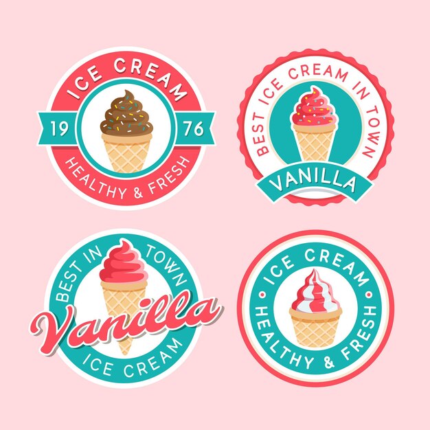 Flat design ice cream labels