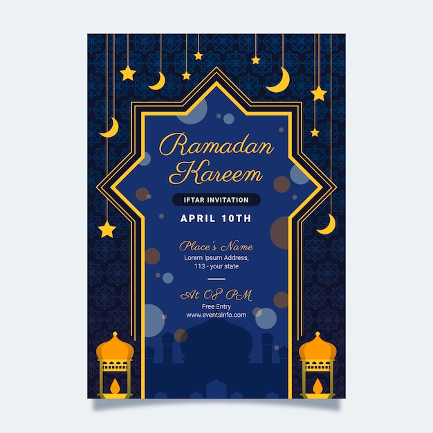 Flat design iftar invitation design