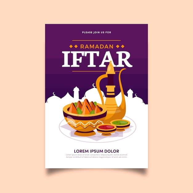 Free Vector flat design iftar invitation template concept