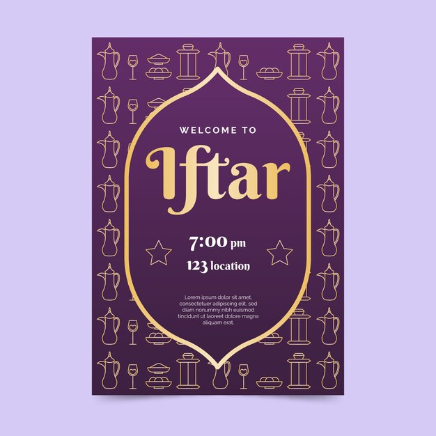 Flat design iftar invitation template