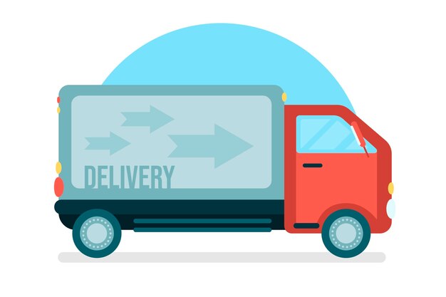 Flat design illustrated transport truck